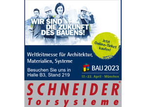 SCHNEIDER Torsysteme auf der BAU München 2023 - Halle 3 Stand 219